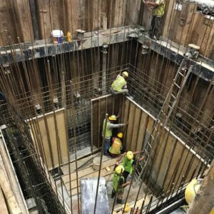 longitudinal machine pit construction