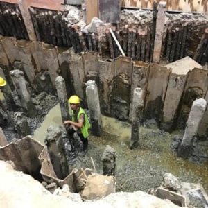 longitudinal machine pit construction