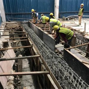 longitudinal machine pit construction