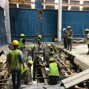 longitudinal machine pit construction