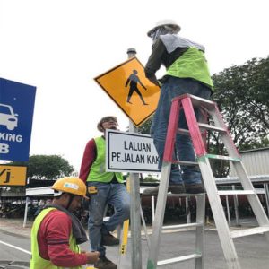 preparation and installation of safety poles and signages