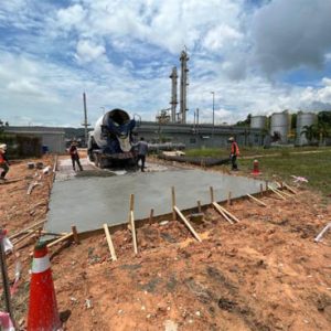 setting out, survey works and slab construction