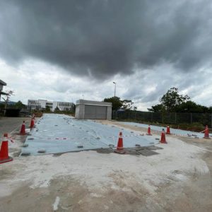 setting out, survey works and slab construction