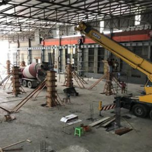 steel reinforced concrete structure construction, piling, for warehouse